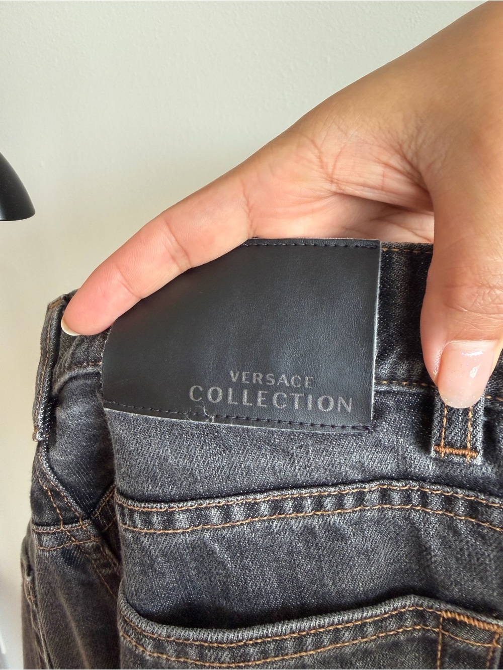 Versace Collection Men's Washed Black Slim Straight Jeans